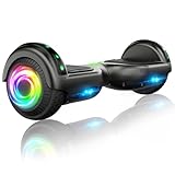 SISIGAD Offroad Hoverboard Kinder Adults mit 6,5' Reifen Leistungsstarke große Batterie Hoverboard Bluetooth-Lautsprechern LED-Licht, A02, A02-Black
