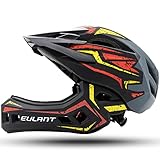 EULANT Casque Integral VTT pour Enfants,Casque Enfant avec Mentonniere pour Vélo BMX Moto Hoverboard,Poids Léger & Amovible
