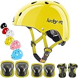 Casque pour Enfants réglable avec genouillères, coudières et protège-Poignets, Ensemble de Protection 7 en 1 pour garçons et Filles, pour Skateboard, vélo, Trottinette, Hoverboard, etc.